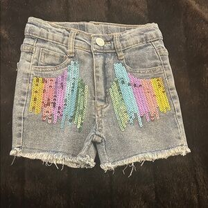 Colorful Sequin Kids Denim Shorts